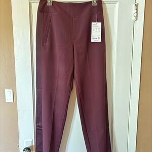 Athleta Women's Endless Satin Side Stripe Burgundy Pants